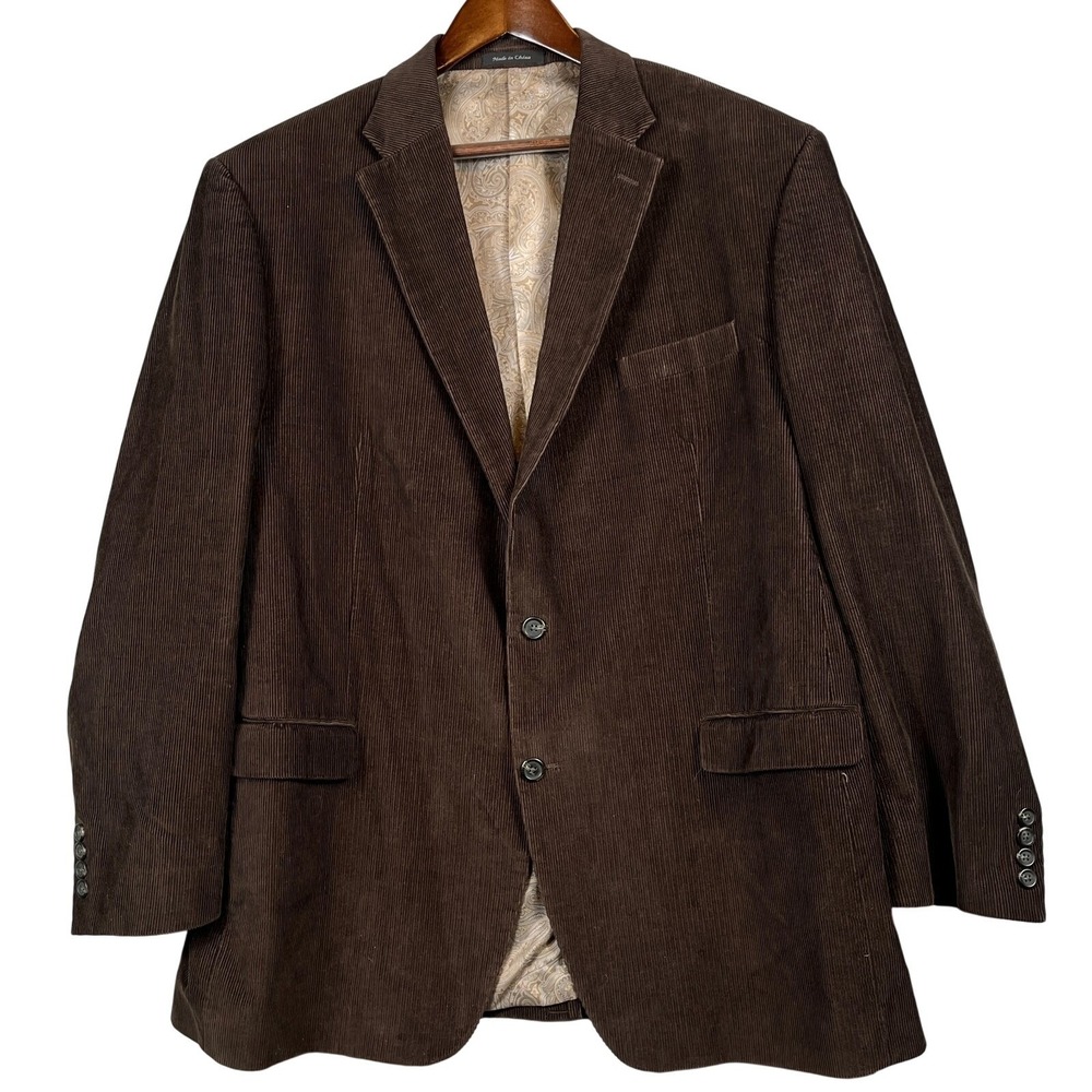 Chaps Mens 48L Brown Corduroy Blazer Fully Lined Classic Sport Coat Classic